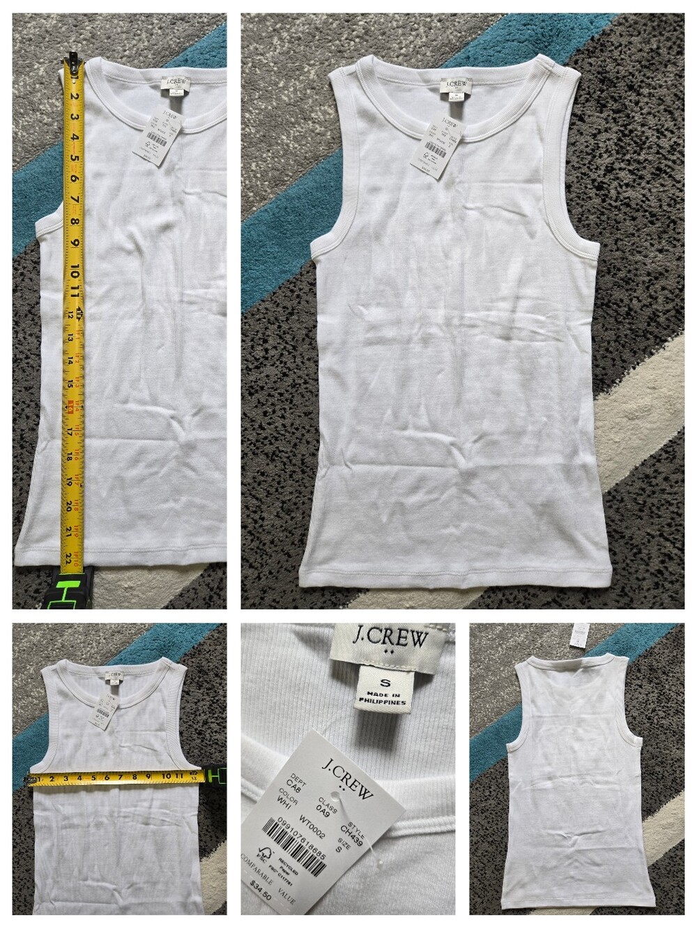 J Crew Ribbed Tank Top, S, NWT